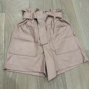 The Frankie Shop pink faux leather paper bag shorts XS/S